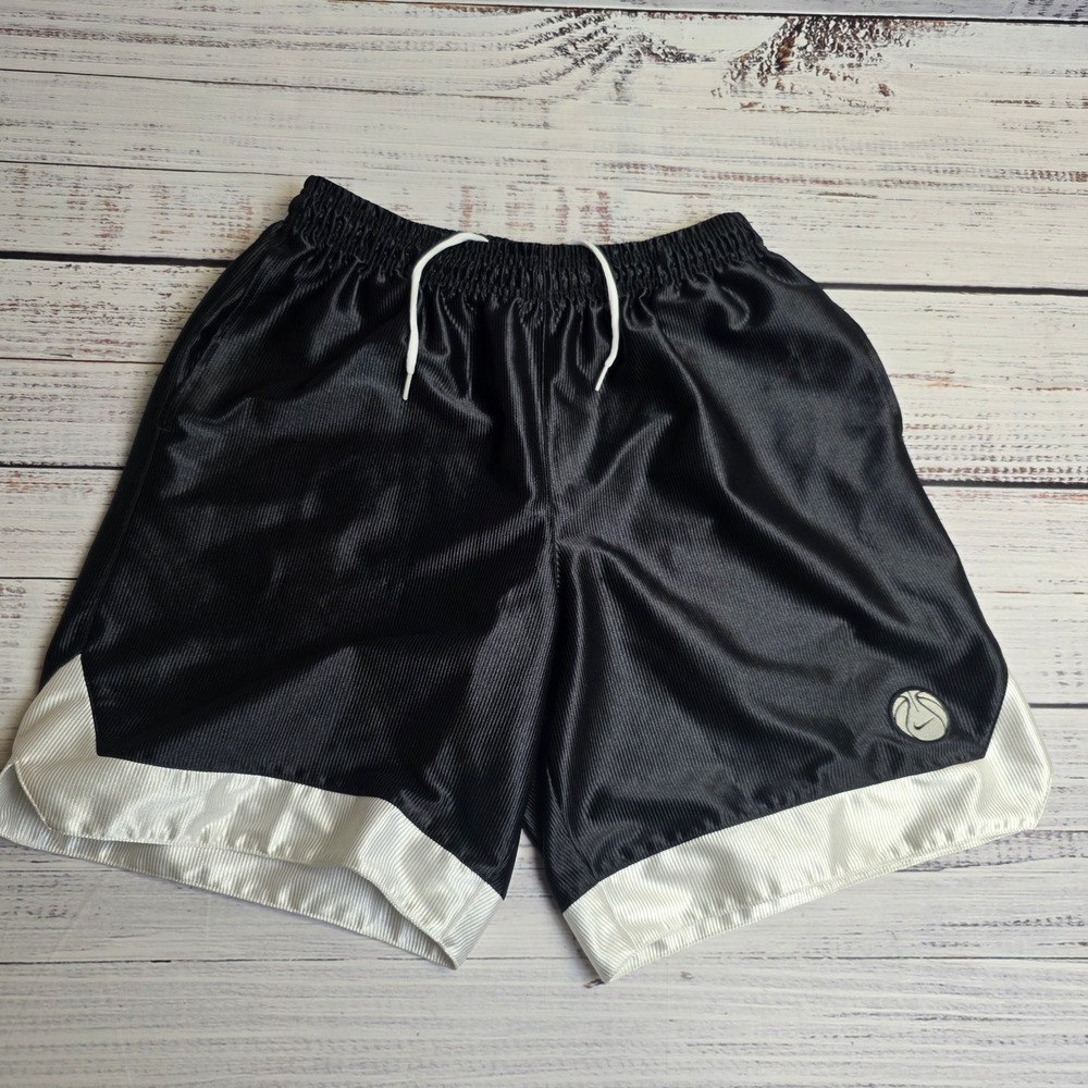 Vintage Nike Basketball Dazzle Shorts Shiny Black White Mens Large Polyester